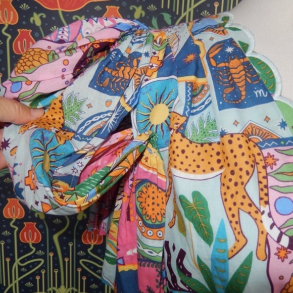 J. Marie Sloane Zodiac Celestial Print Bow Sleeve V-Neck Dress Nwt - Picture 6 of 9